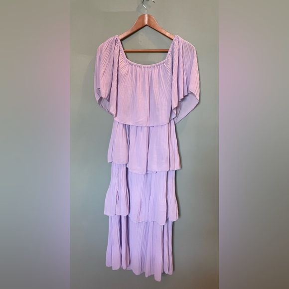 NWT ETCYY Women's Off The Shoulder Ruffles Loose Chiffon Midi Dress Size Large - Picture 4 of 10